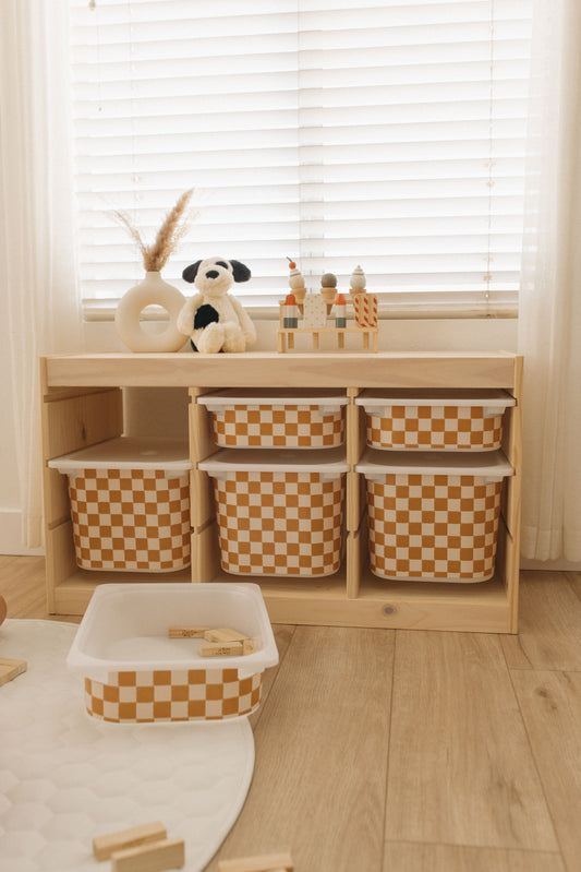 Matilde Checkered Storage Bin Sticker for IKEA Trofast