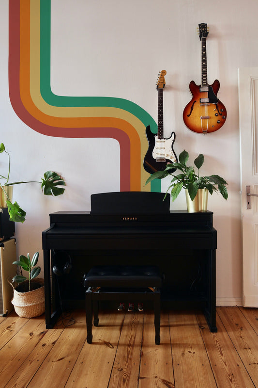 Retro Stripe Curved Mural Wall Decal