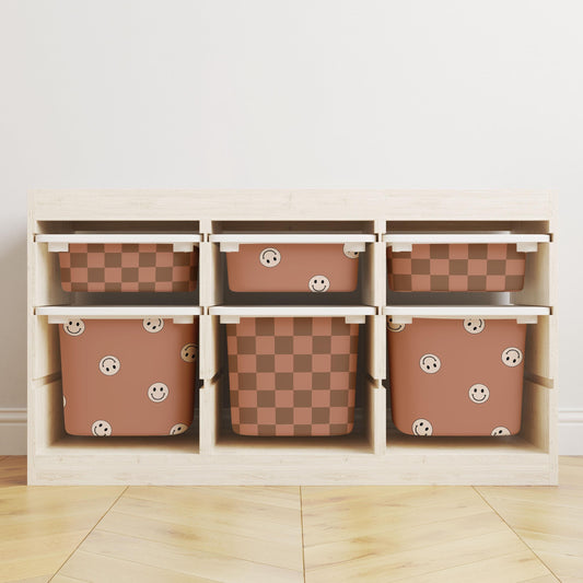 Aurora Smiley 6 pack Bin Stickers for IKEA Trofast