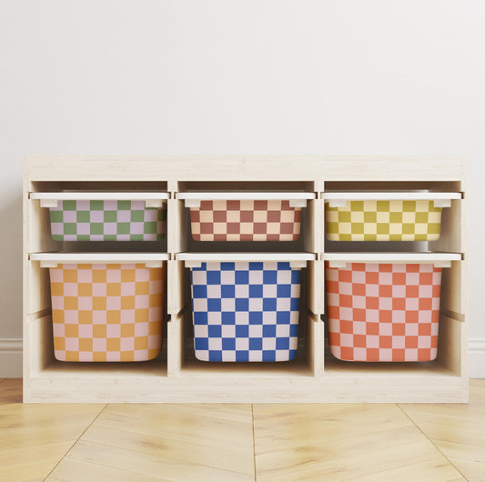 Ollie Bold Checkerboard Bin Sticker for IKEA Trofast – Peel & Stick 6 Pack