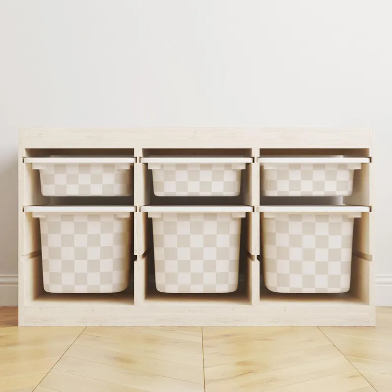 Ollie Checkerboard Storage Bin Sticker for IKEA Trofast