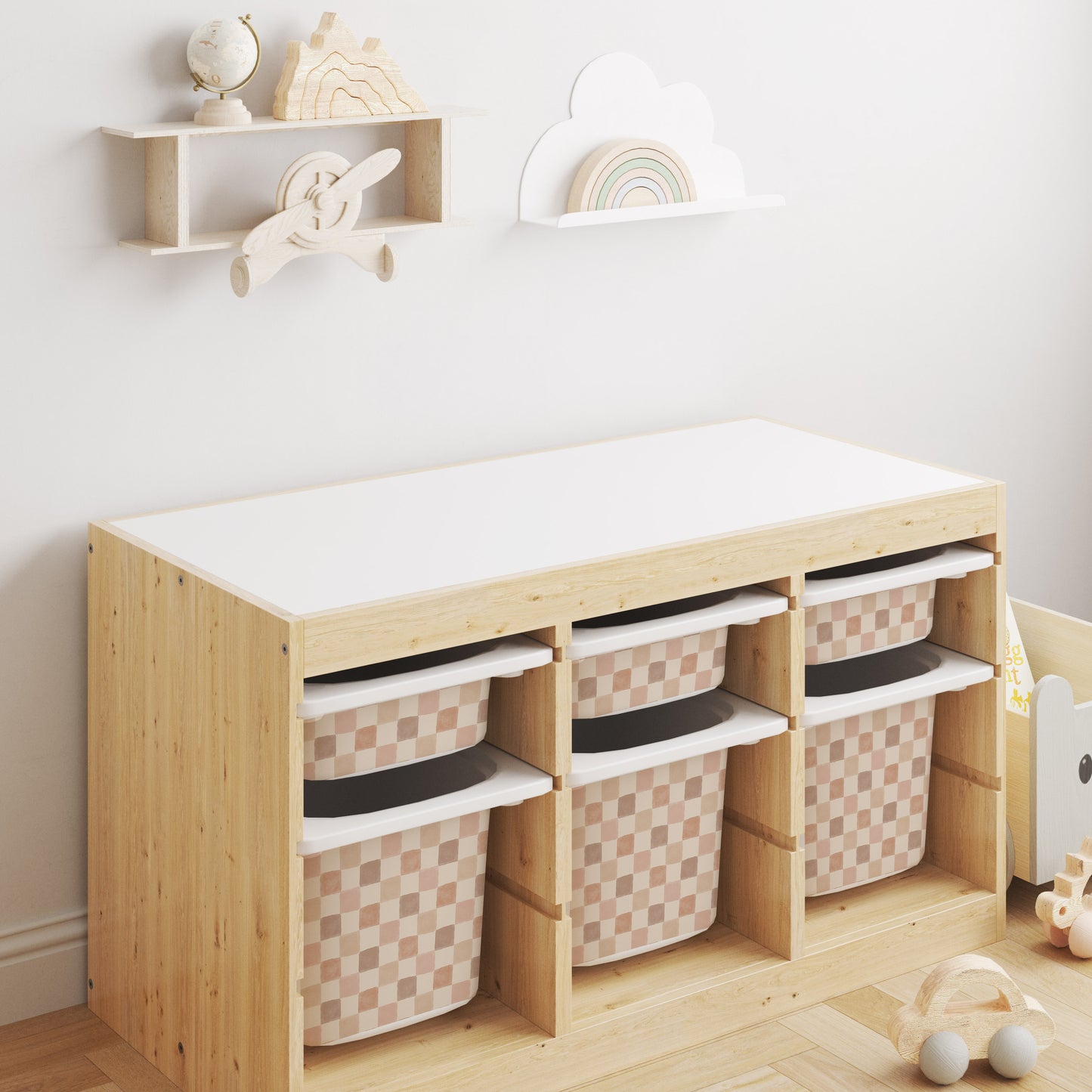 Matilde Checkered Storage Bin Sticker for IKEA Trofast