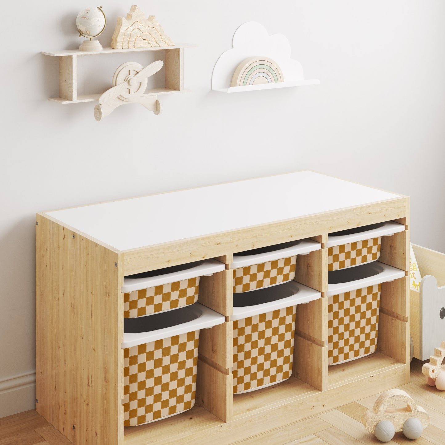 Matilde Checkered Storage Bin Sticker for IKEA Trofast