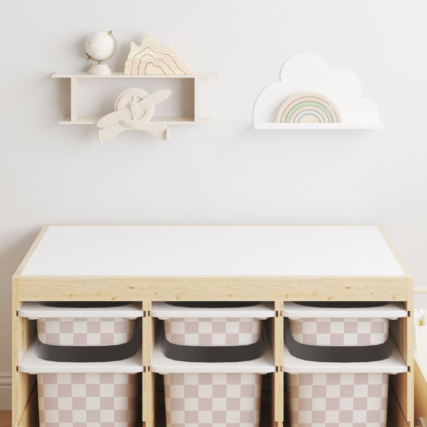 Ollie Checkerboard Storage Bin Sticker for IKEA Trofast