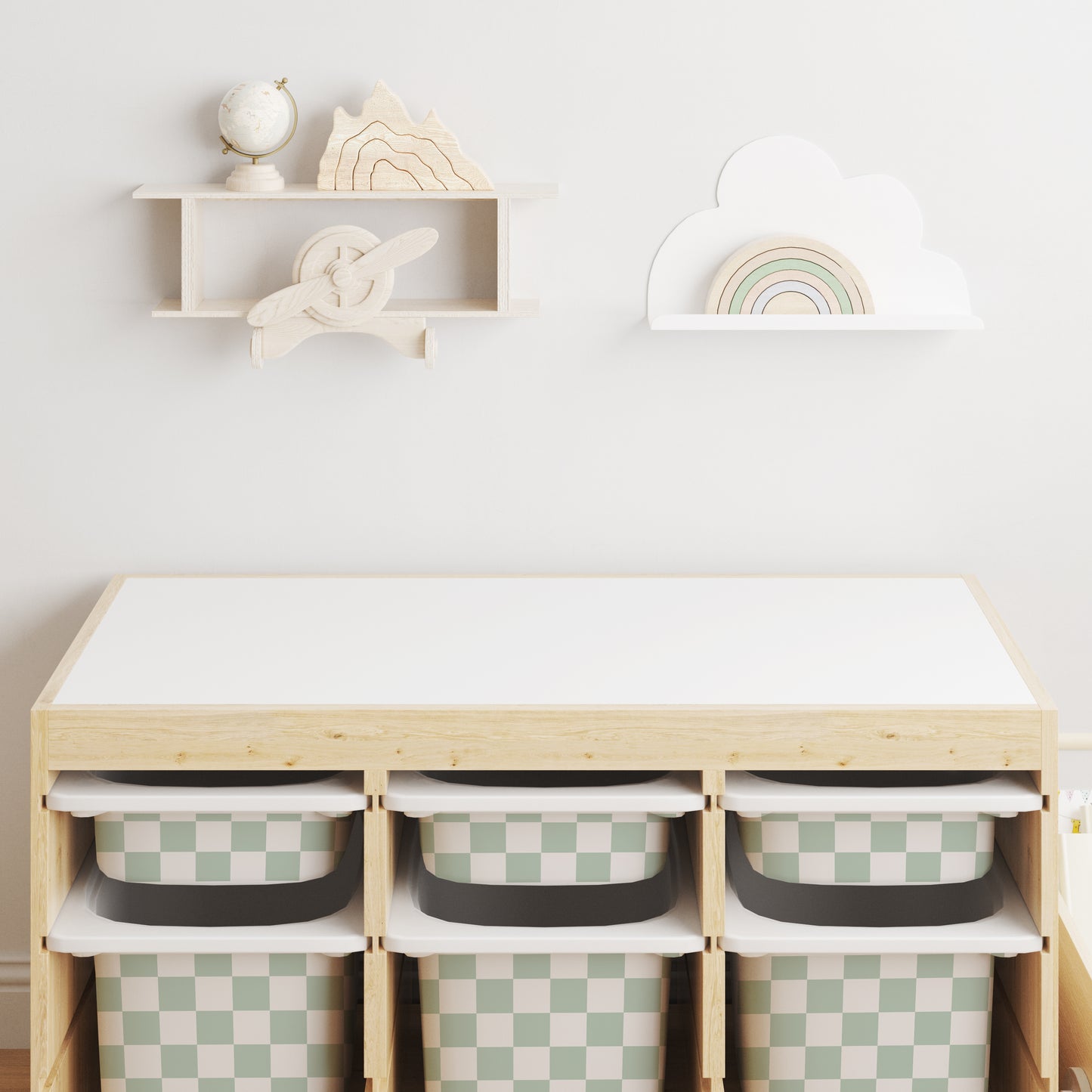 Ollie Checkerboard Storage Bin Sticker for IKEA Trofast