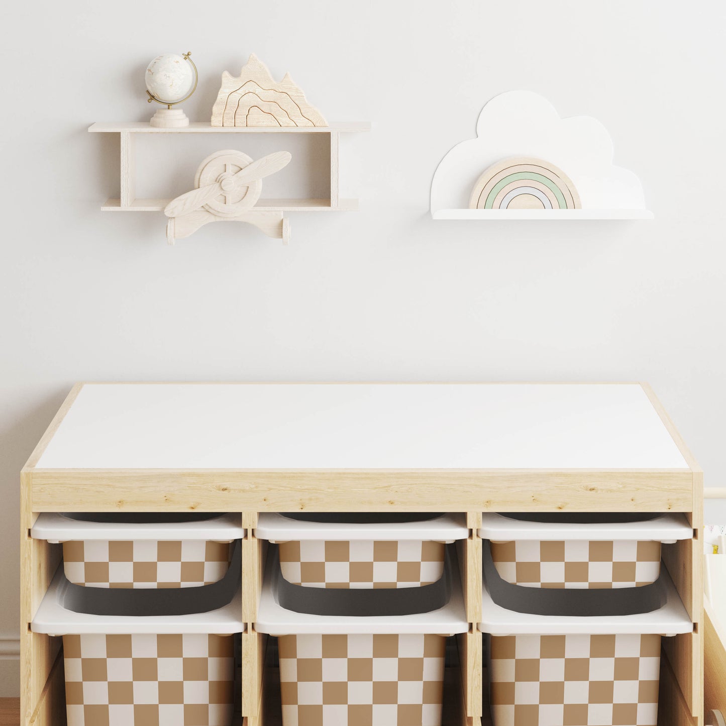 Ollie Checkerboard Storage Bin Sticker for IKEA Trofast