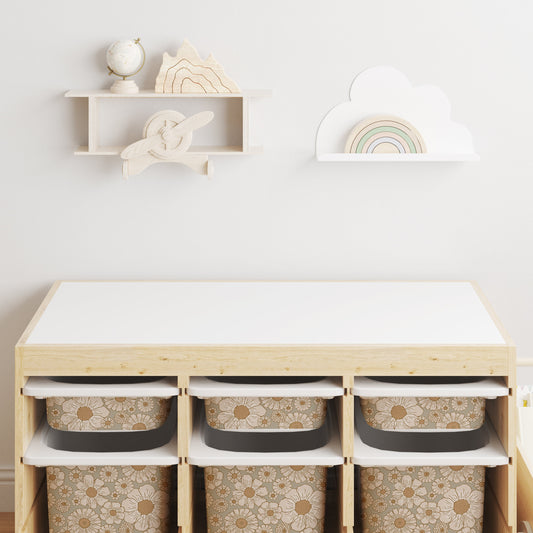 Carina Floral Storage Bin Sticker // IKEA Trofast Wrap /  IKEA Storage Hack / Playroom Cubby Stickers